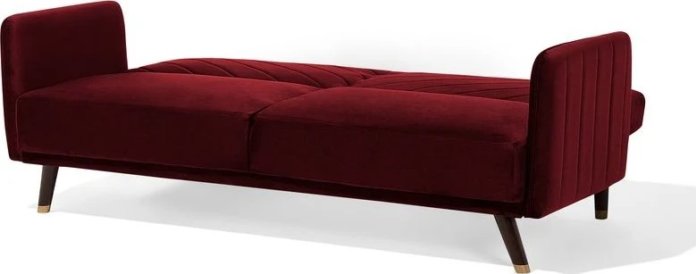 Beliani Trivietė išskleidžiama sofa SENJA, veliūrinė, bordinė
