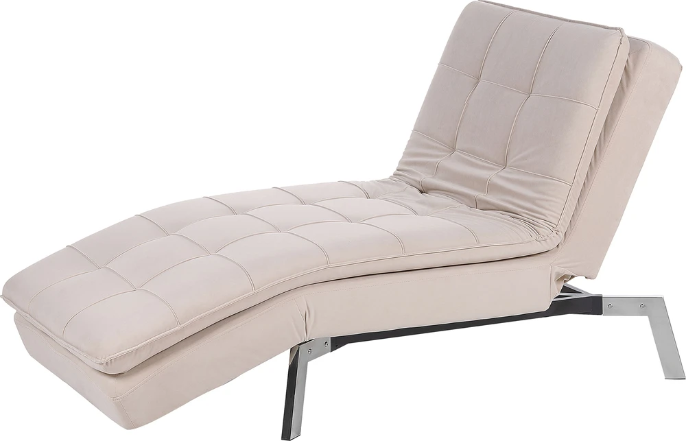 Sofa Beliani Šezlongas LOIRET smėlio spalvos veliūras