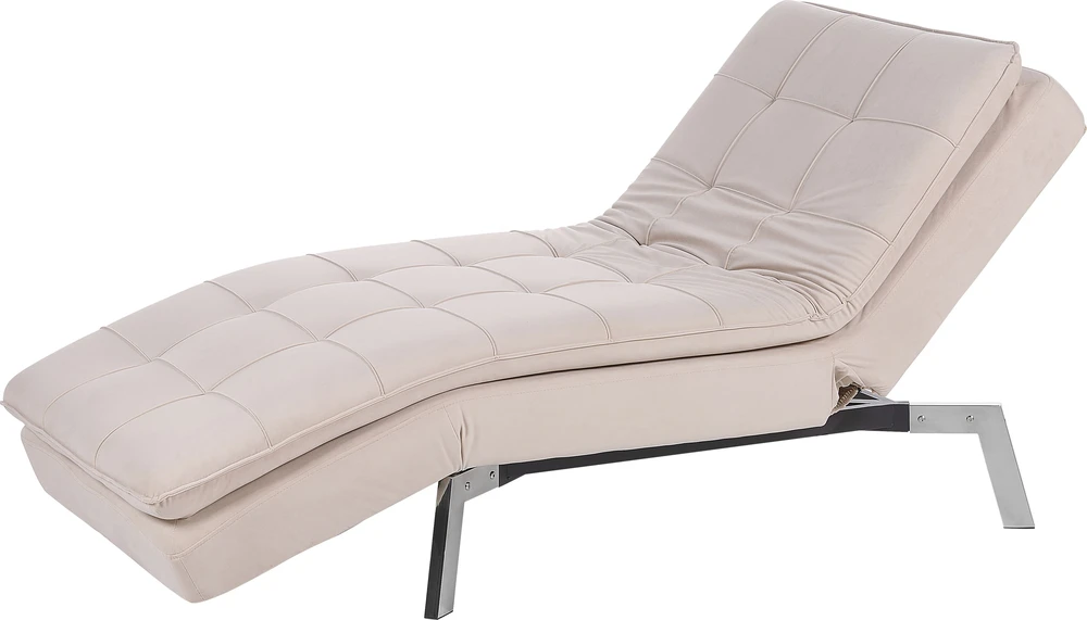Sofa Beliani Šezlongas LOIRET smėlio spalvos veliūras