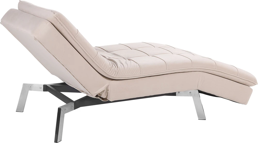 Sofa Beliani Šezlongas LOIRET smėlio spalvos veliūras