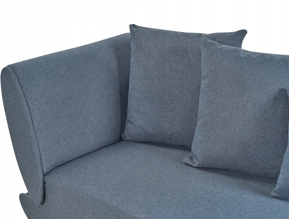 Sofa Beliani Kairės pusės šezlongas MERI su daiktadėže, sintetinis linas, mėlynas