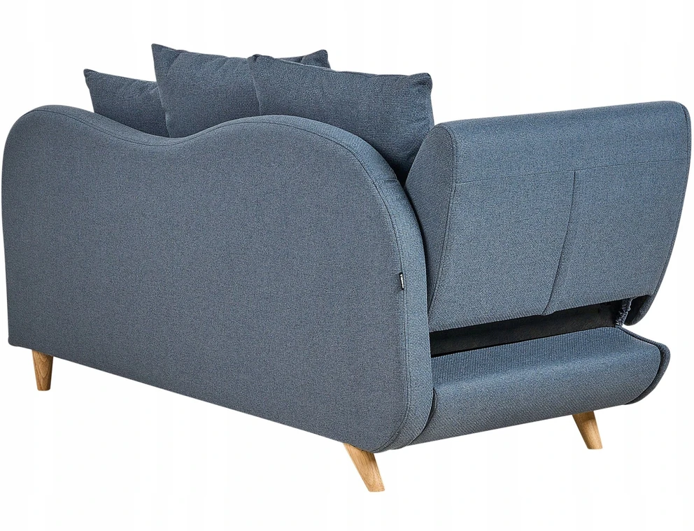 Sofa Beliani Kairės pusės šezlongas MERI su daiktadėže, sintetinis linas, mėlynas