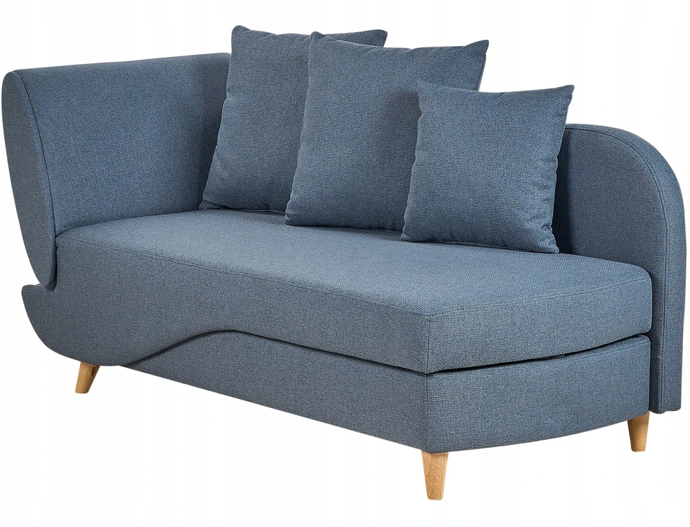 Sofa Beliani Kairės pusės šezlongas MERI su daiktadėže, sintetinis linas, mėlynas
