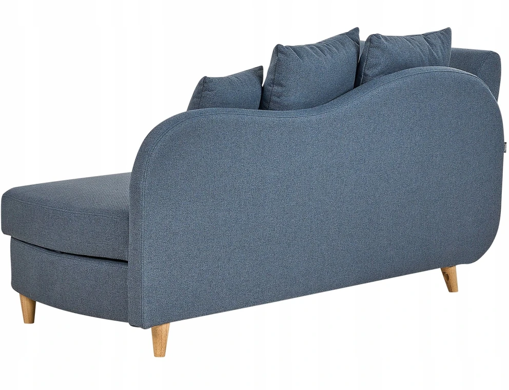 Sofa Beliani Kairės pusės šezlongas MERI su daiktadėže, sintetinis linas, mėlynas