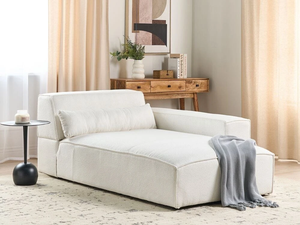 Sofa Beliani Kairysis gultas HELLNAR Boucle, kreminės baltos spalvos