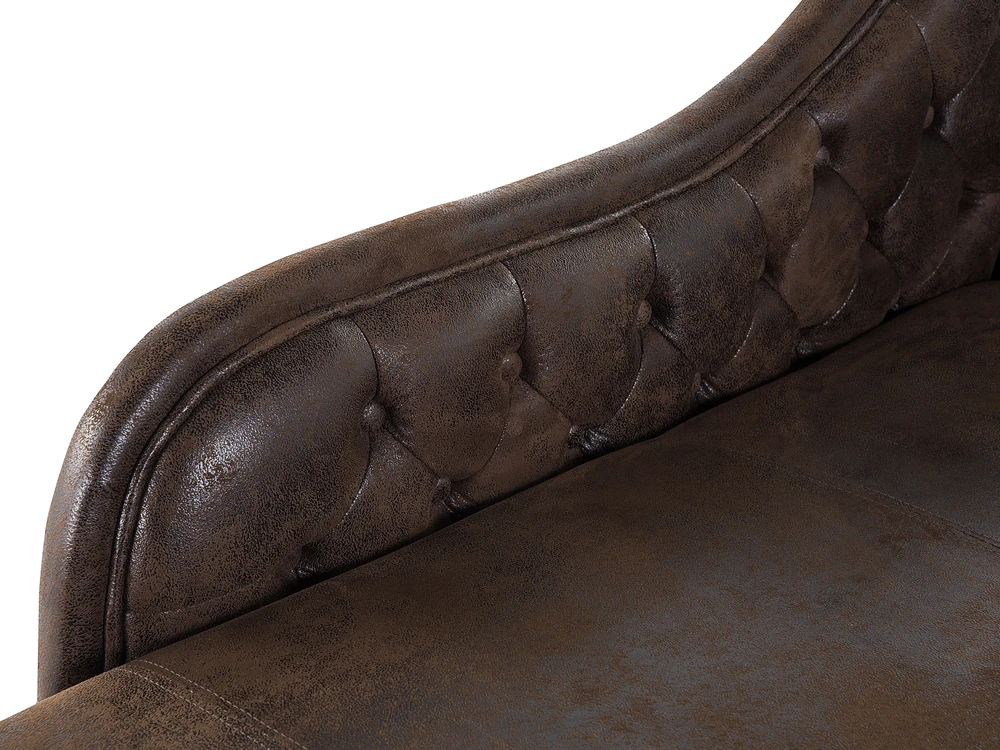 Sofa Beliani Dešininis gultas NIMES iš dirbtinio zomšo, rudas