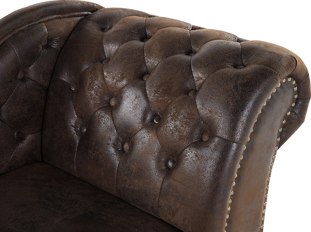 Sofa Beliani Dešininis gultas NIMES iš dirbtinio zomšo, rudas