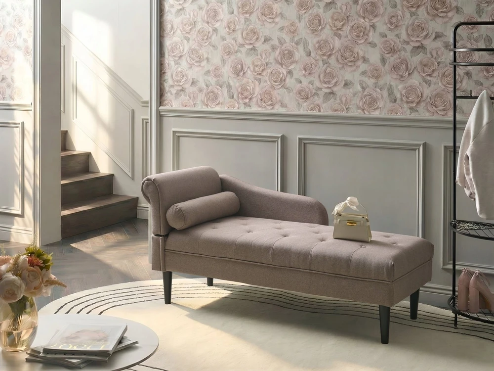 Sofa Beliani Kairysis šezlongas YVOIRE smėlio pilkos spalvos