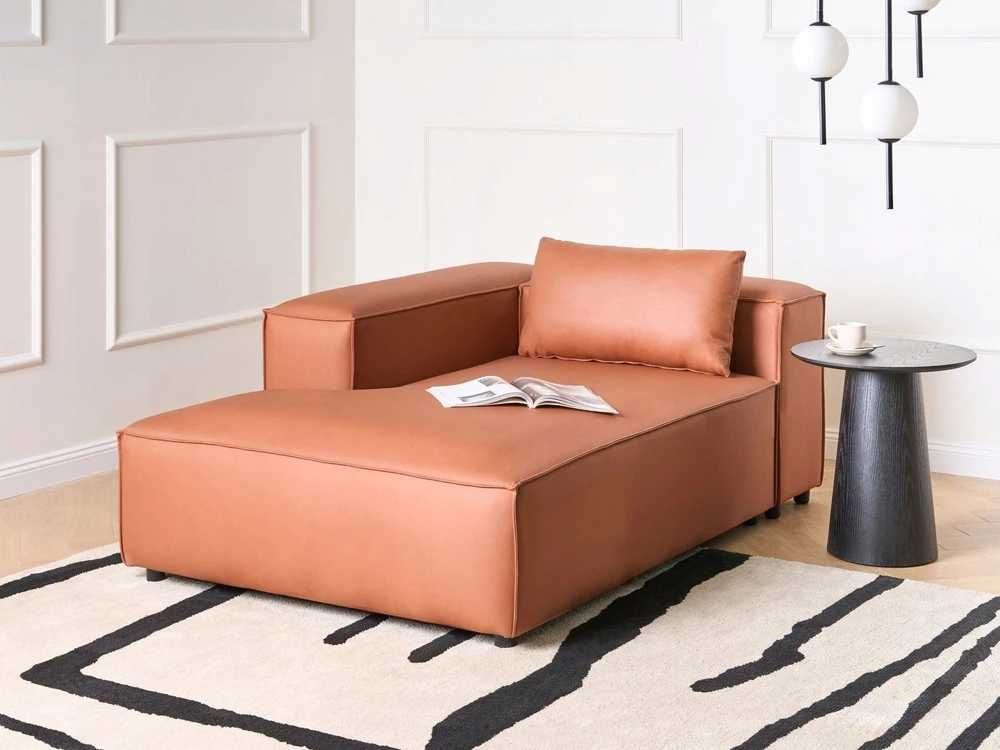 Sofa Beliani Dešininis šezlongas BRANDE auksinės rudos spalvos