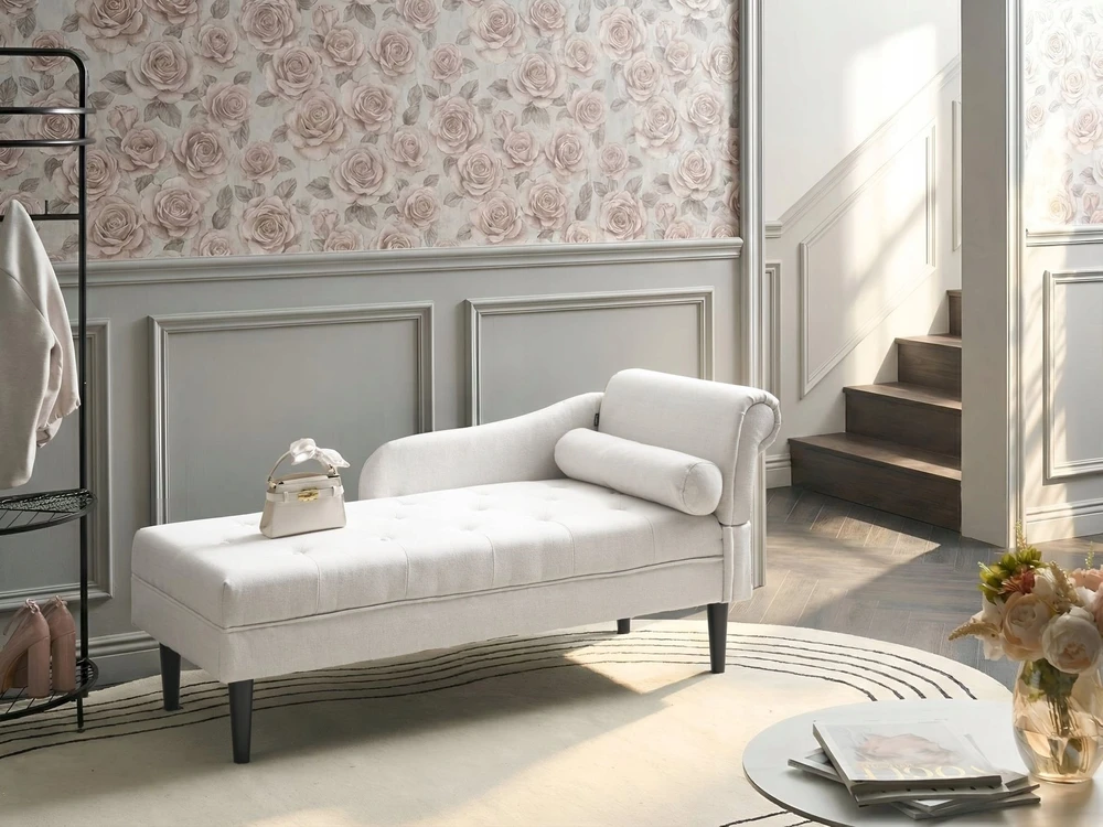 Sofa Beliani Dešininis šezlongas YVOIRE, pieno baltumo