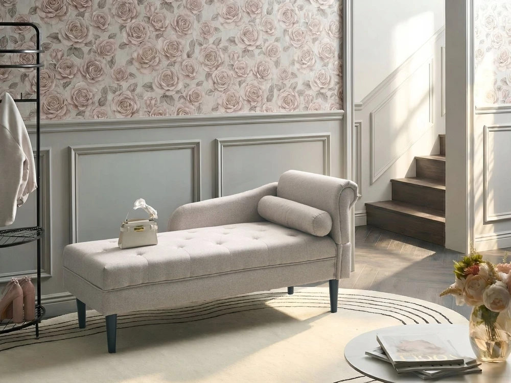 Sofa Beliani Dešininis gultas YVOIRE smėlio spalvos