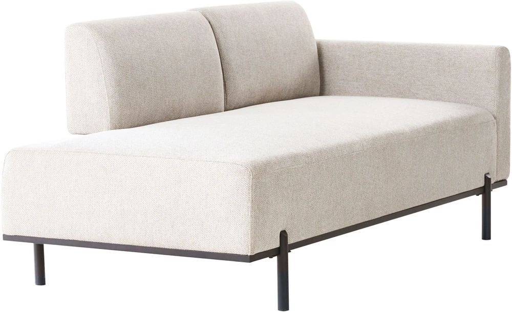 Sofa Beliani Šezlongas SAVASSE sintetinio lino tipo, šviesiai smėlio spalvos