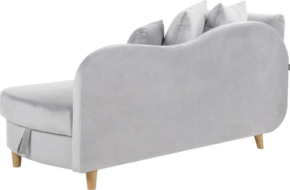 Sofa Beliani Kairysis šezlongas MERI Velūrinis šviesiai pilkas su daiktadėže