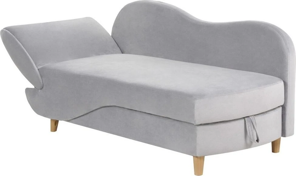 Sofa Beliani Kairysis šezlongas MERI Velūrinis šviesiai pilkas su daiktadėže
