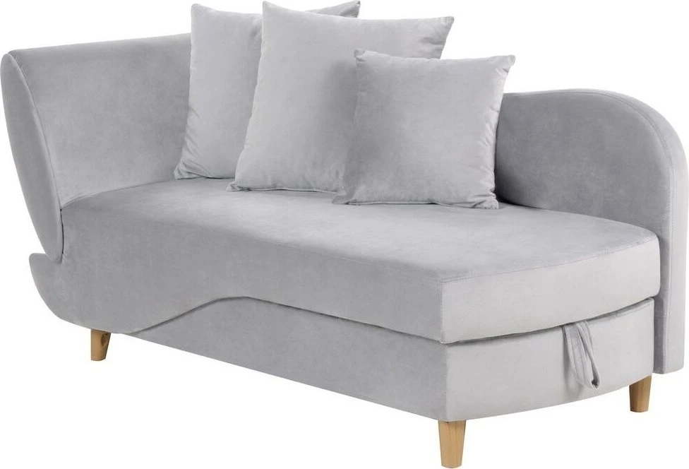 Sofa Beliani Kairysis šezlongas MERI Velūrinis šviesiai pilkas su daiktadėže
