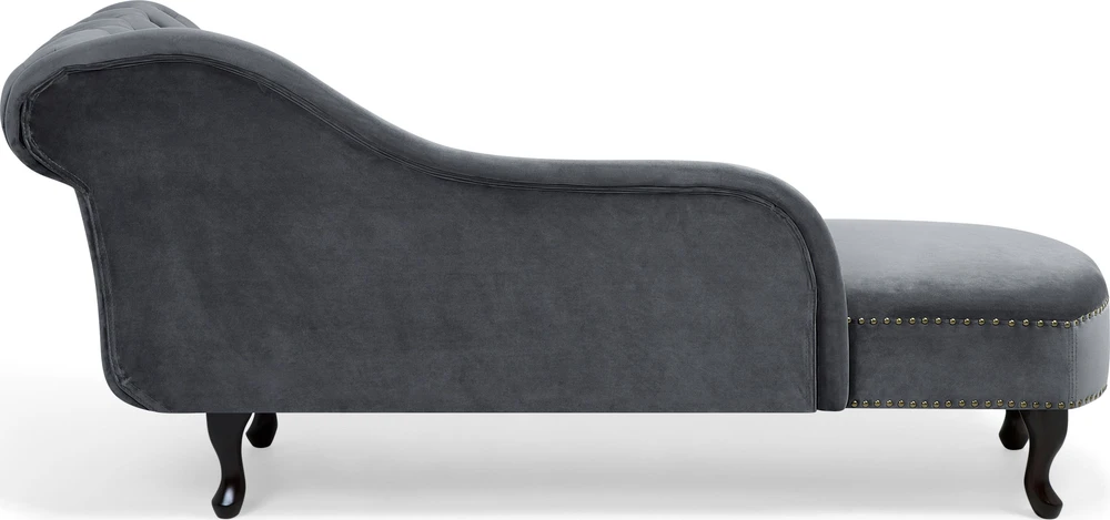 Sofa Beliani Dešininis šezlongas NIMES veliūrinis pilkas