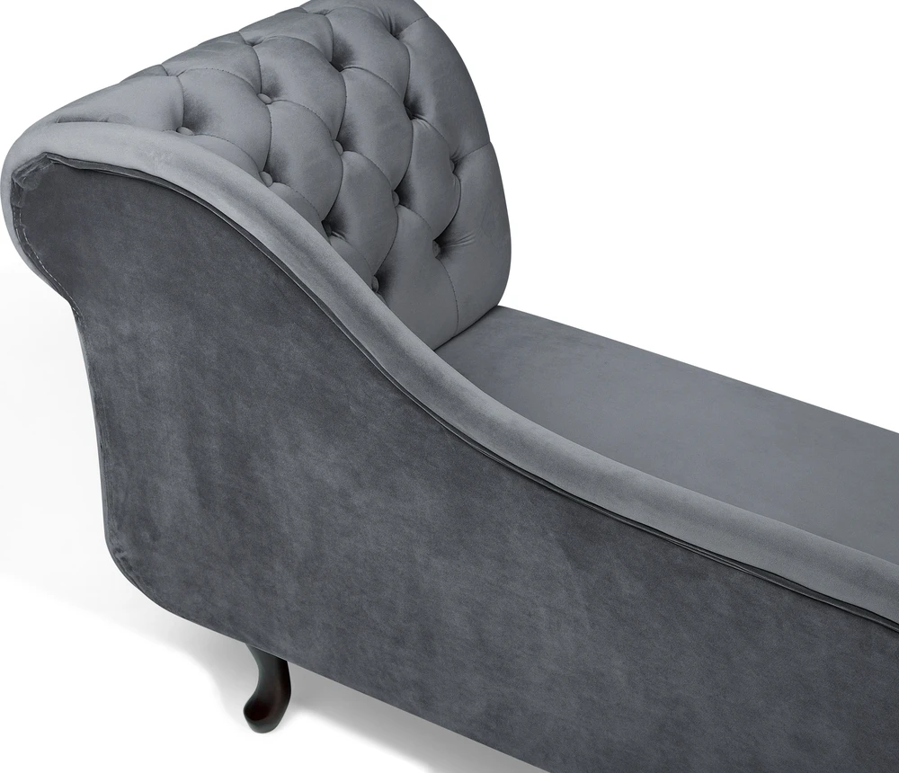 Sofa Beliani Dešininis šezlongas NIMES veliūrinis pilkas