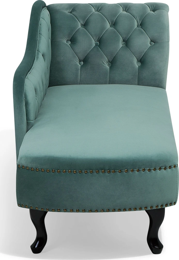 Beliani Dešininė šezlongo sofa NIMES, veliūrinis, mėtų spalvos