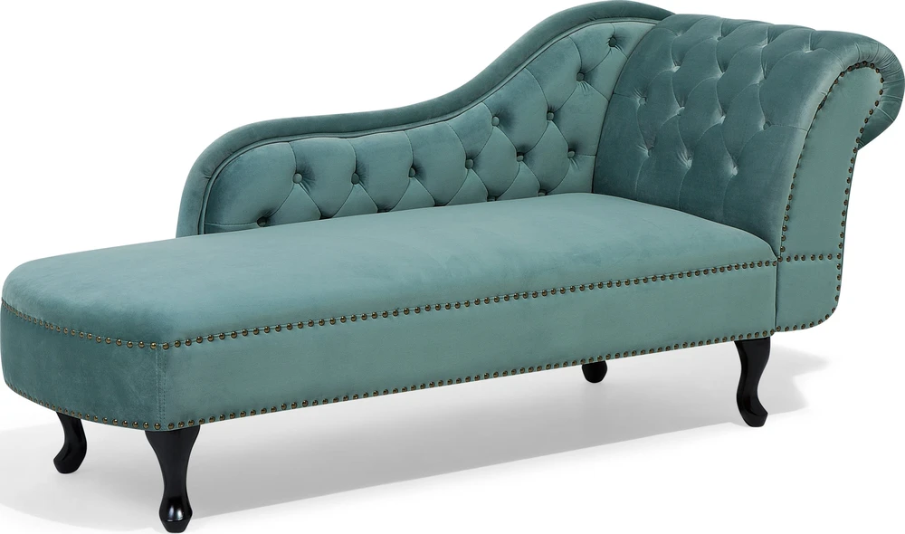Beliani Dešininė šezlongo sofa NIMES, veliūrinis, mėtų spalvos