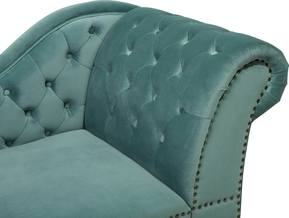 Beliani Dešininė šezlongo sofa NIMES, veliūrinis, mėtų spalvos