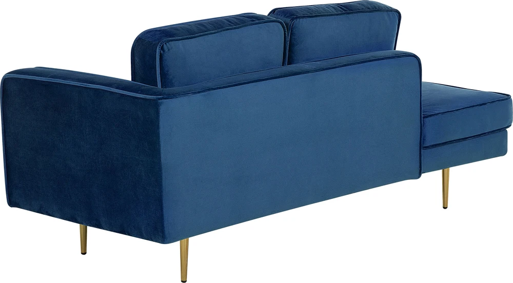Beliani Dešininė gulto sofa MIRAMAS, veliūras, tamsiai mėlyna