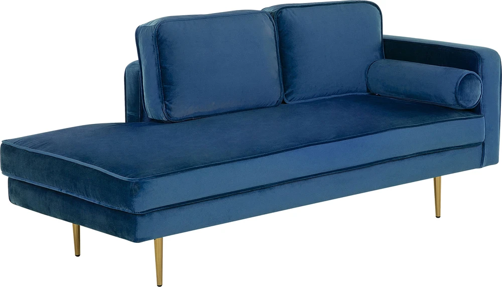 Beliani Dešininė gulto sofa MIRAMAS, veliūras, tamsiai mėlyna
