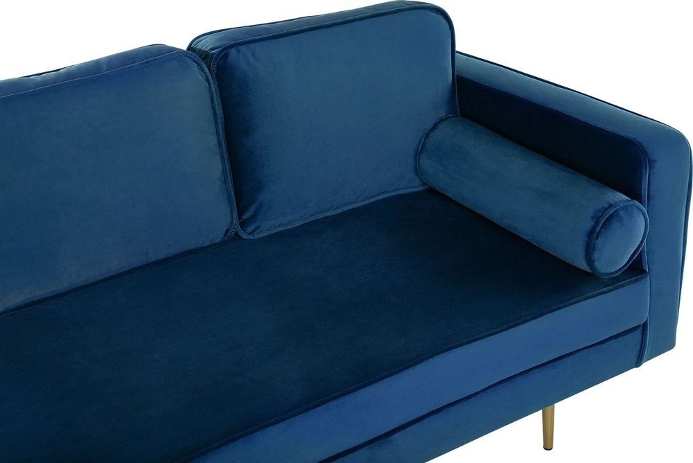 Beliani Dešininė gulto sofa MIRAMAS, veliūras, tamsiai mėlyna