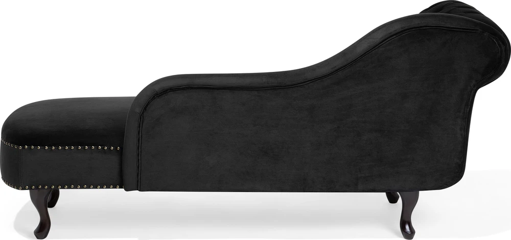 Sofa Kairysis šezlongas Beliani NIMES, veliūras, juodas