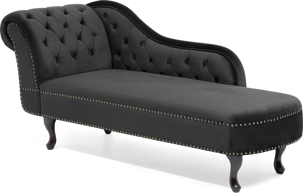 Sofa Kairysis šezlongas Beliani NIMES, veliūras, juodas