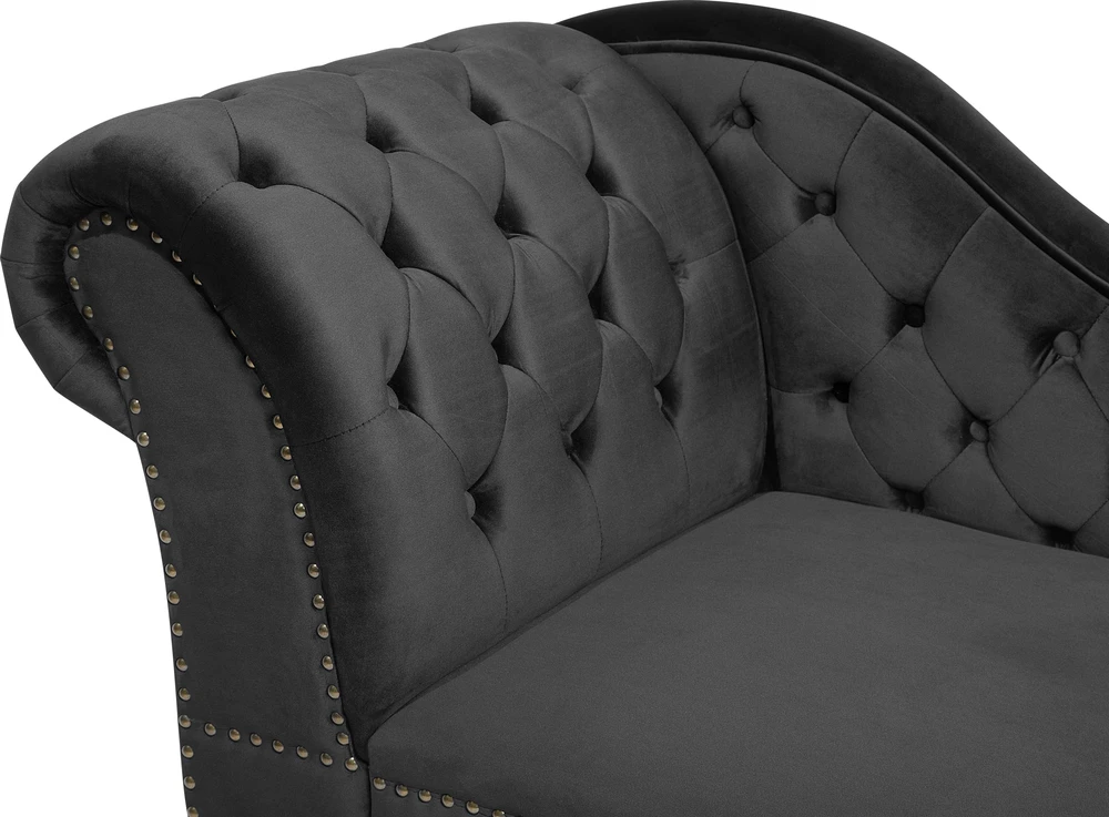 Sofa Kairysis šezlongas Beliani NIMES, veliūras, juodas
