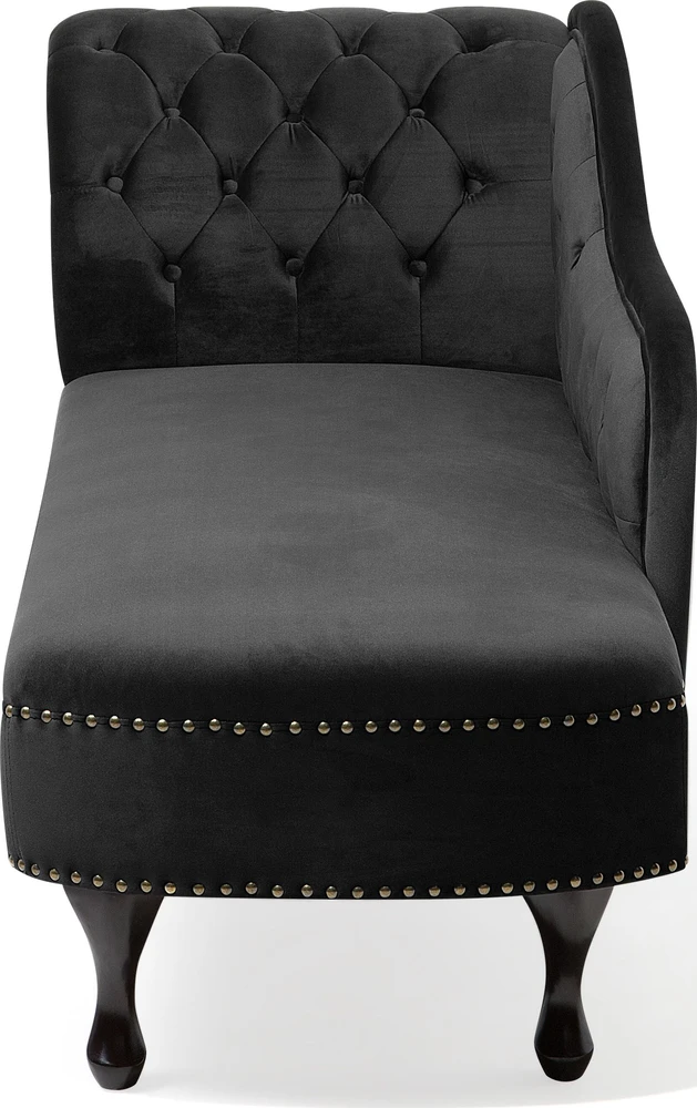 Sofa Kairysis šezlongas Beliani NIMES, veliūras, juodas