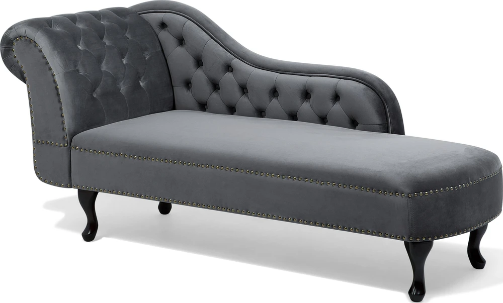 Sofa Beliani Kairysis gultas NIMES, veliūras, pilkas