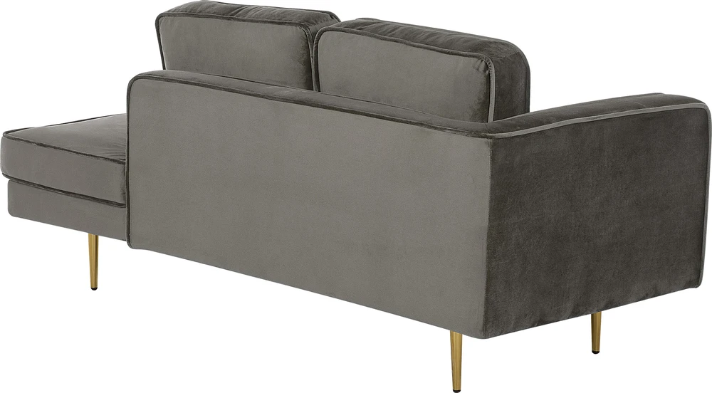 Sofa Beliani Kairysis gultas MIRAMAS, veliūras, pilkai smėlinės spalvos