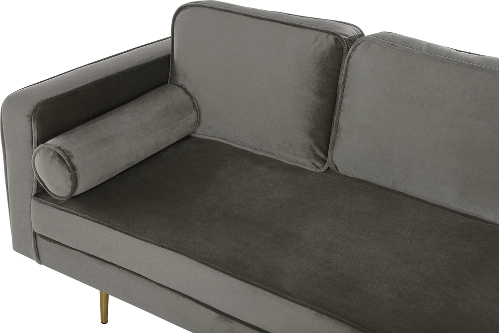Sofa Beliani Kairysis gultas MIRAMAS, veliūras, pilkai smėlinės spalvos