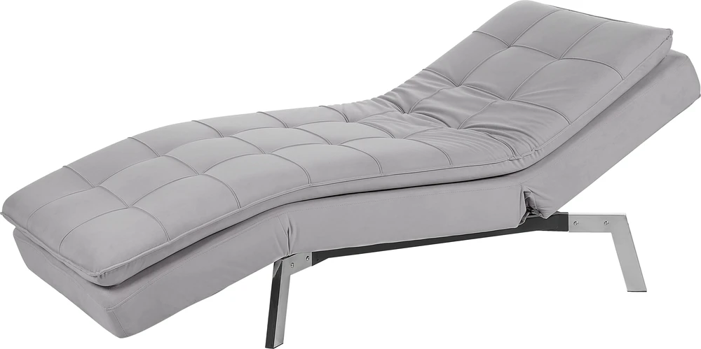 Sofa Beliani Šezlongas LOIRET veliūras šviesiai pilkas