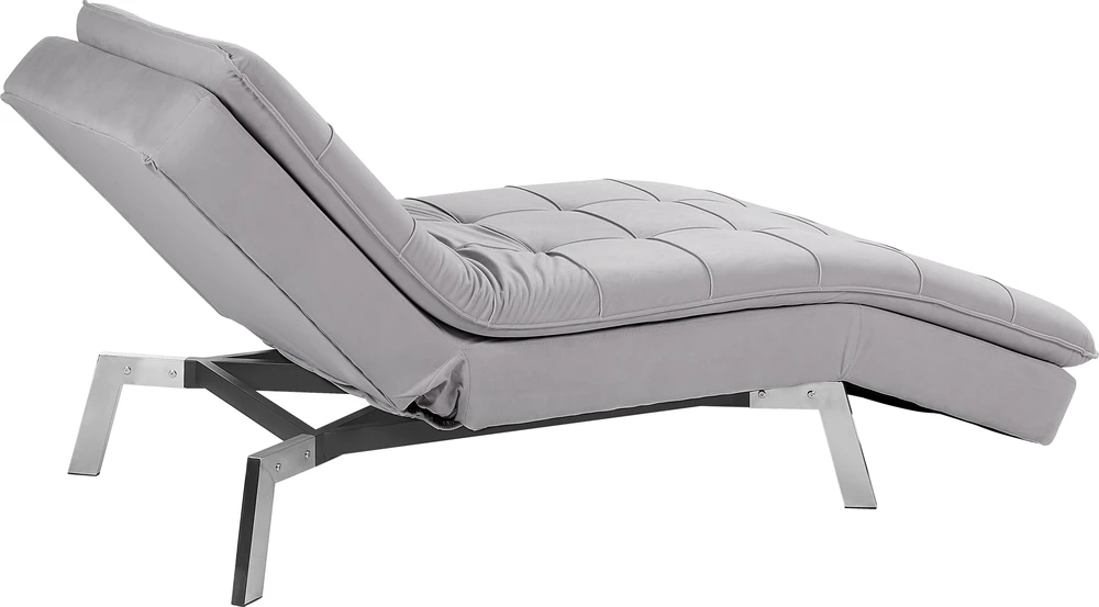 Sofa Beliani Šezlongas LOIRET veliūras šviesiai pilkas