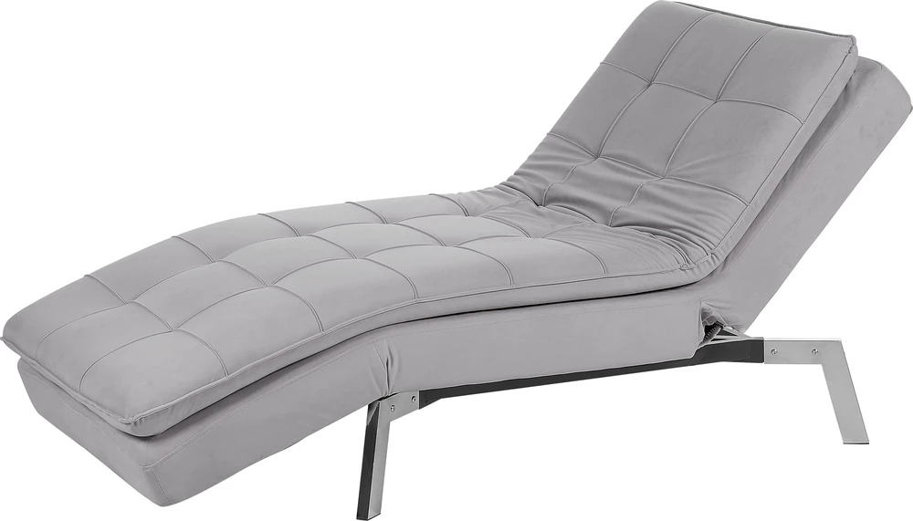 Sofa Beliani Šezlongas LOIRET veliūras šviesiai pilkas