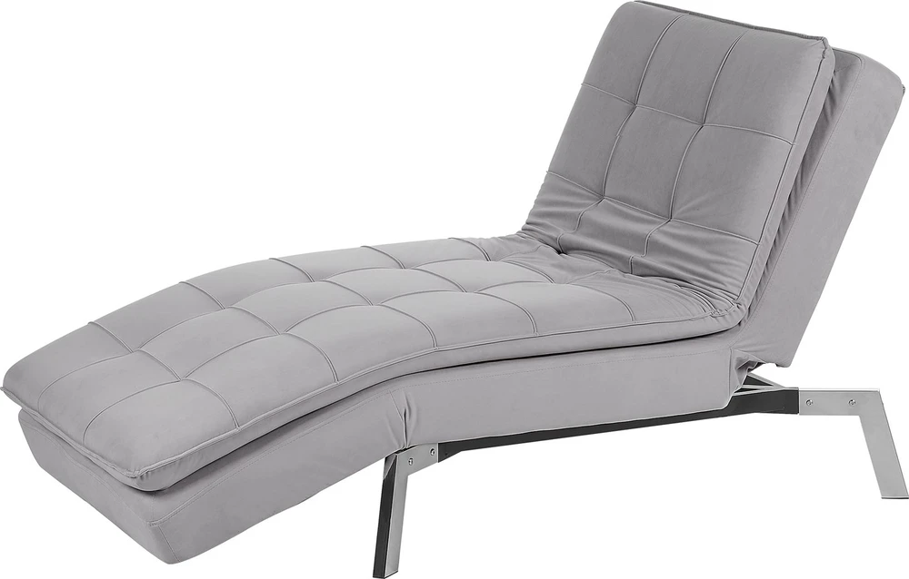 Sofa Beliani Šezlongas LOIRET veliūras šviesiai pilkas