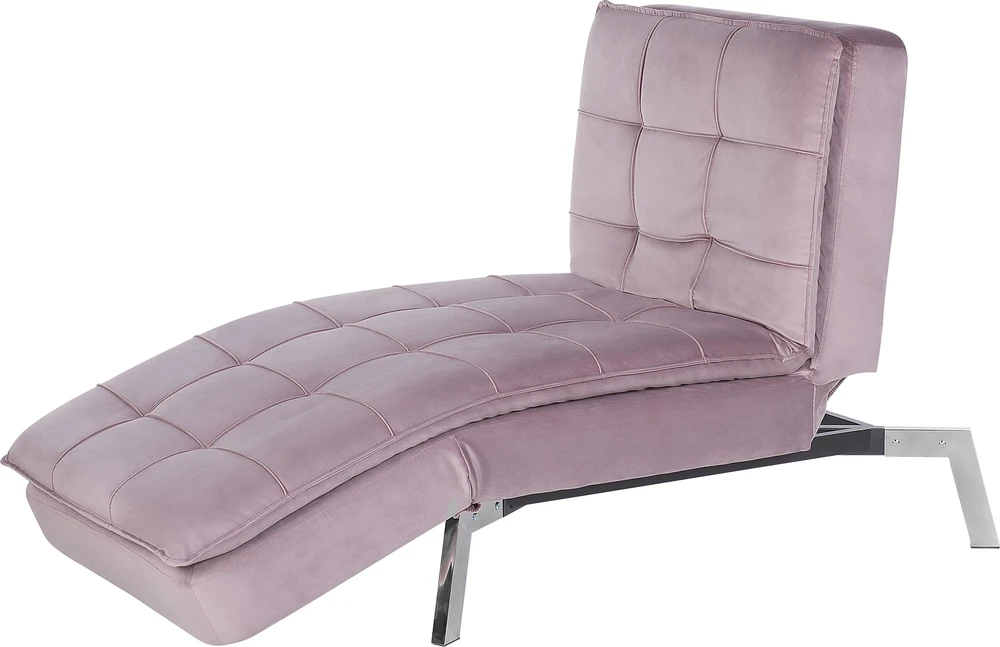 Sofa Beliani Šezlongas LOIRET veliūrinis rožinis