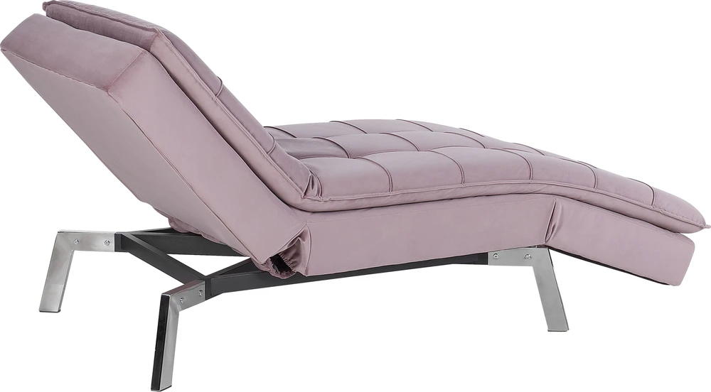 Sofa Beliani Šezlongas LOIRET veliūrinis rožinis