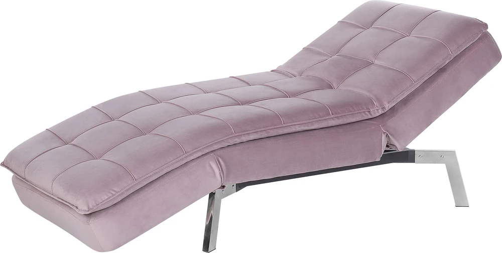 Sofa Beliani Šezlongas LOIRET veliūrinis rožinis