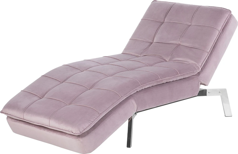 Sofa Beliani Šezlongas LOIRET veliūrinis rožinis