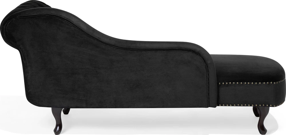 Sofa Beliani Dešininis šezlongas NIMES veliūrinis juodas