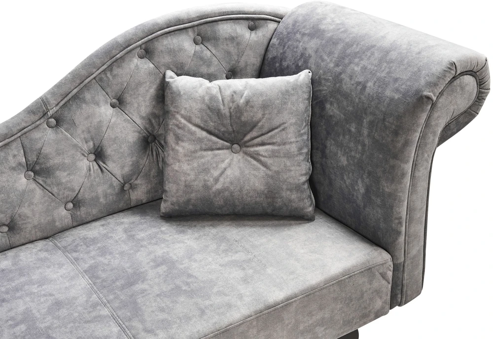 Sofa Beliani Dešininis šezlongas LATTES II, veliūras, pilkas su pagalve