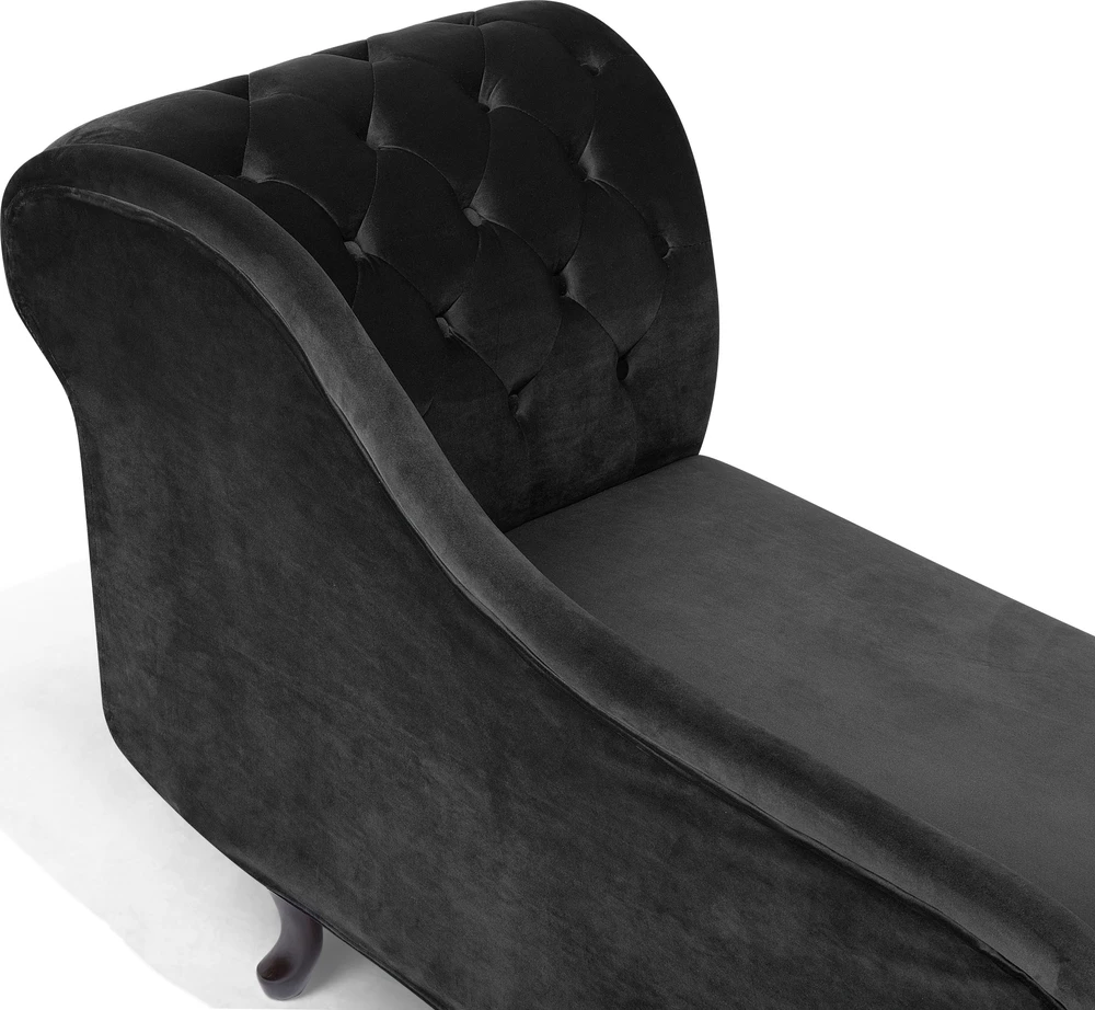 Sofa Beliani Dešininis šezlongas NIMES veliūrinis juodas