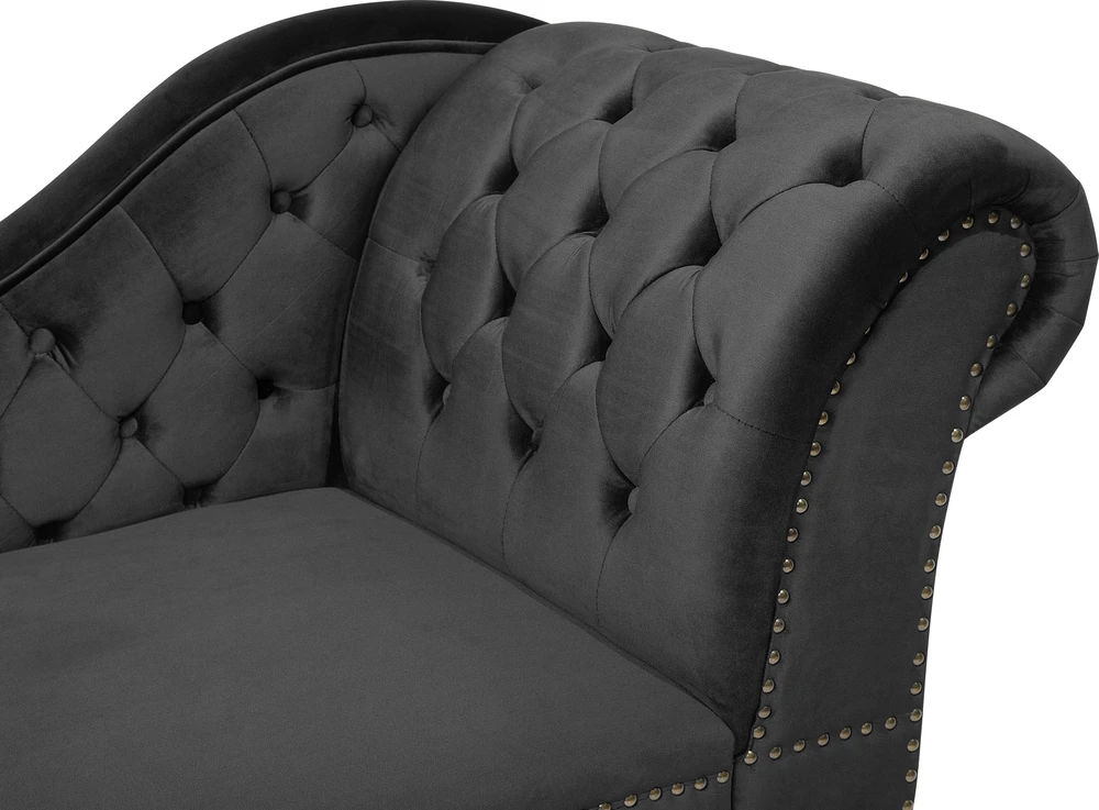 Sofa Beliani Dešininis šezlongas NIMES veliūrinis juodas