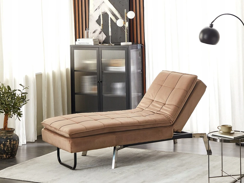 Sofa Beliani Šezlongas LOIRET veliūras, šviesiai rudas