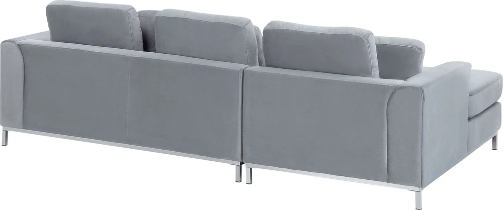Beliani 4 vietų kampinė sofa OSLO, veliūras, pilka, dešininė