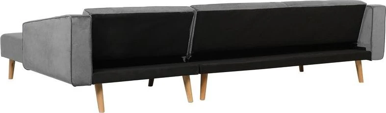 Beliani Išskleidžiama kampinė sofa VADSO, skirta 4 asmenims, veliūrinė, pilka, kairinė