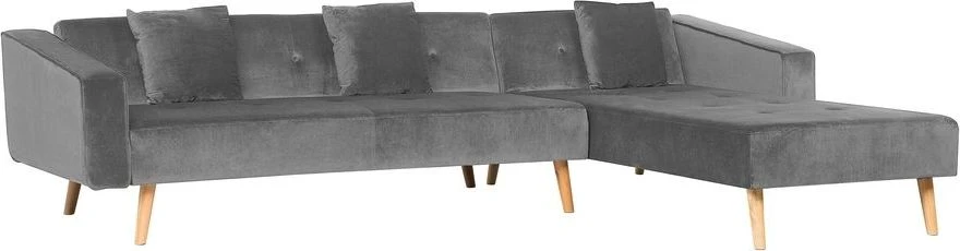 Beliani Išskleidžiama kampinė sofa VADSO, skirta 4 asmenims, veliūrinė, pilka, kairinė